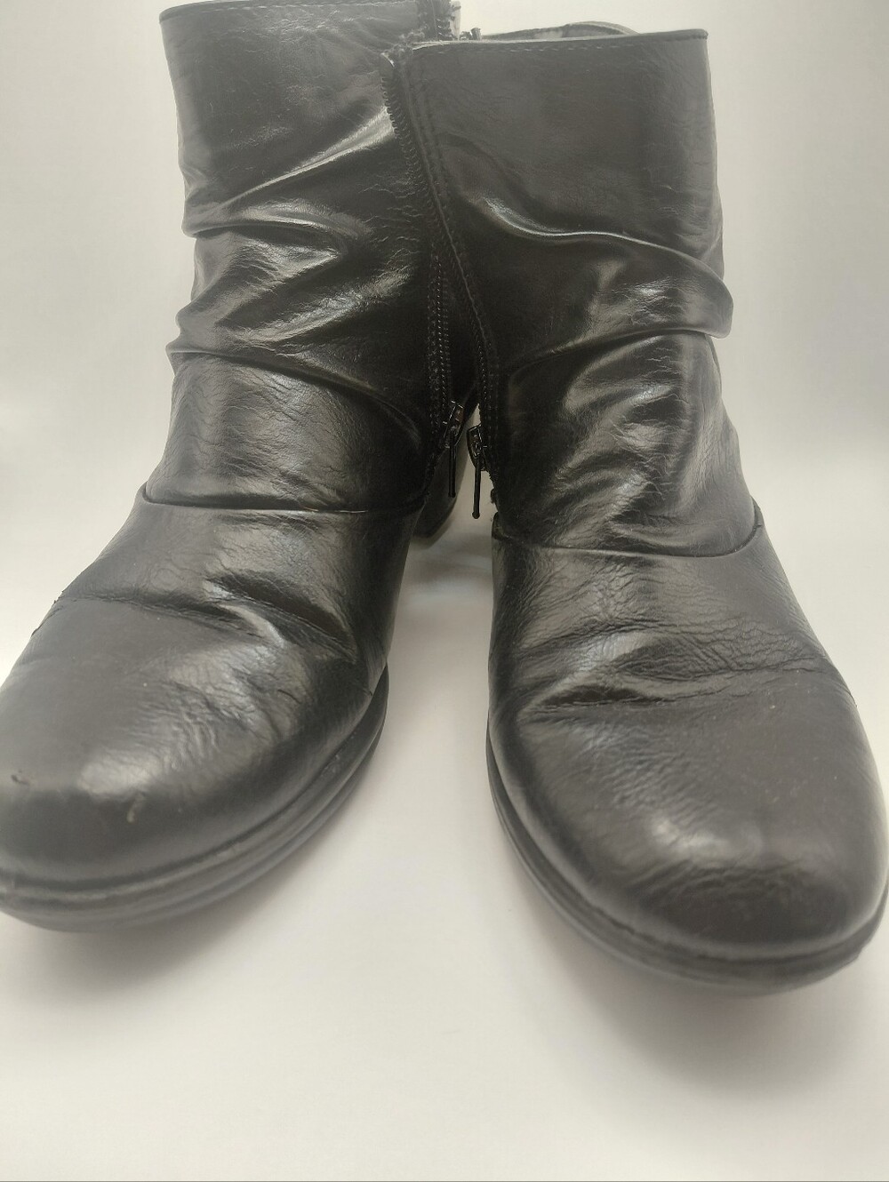 Women’s Black Leather Ankle Boots with Side Zip